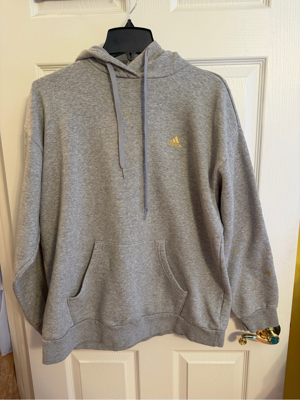 Women’s Adidas Gray Hoodie with star Yellow Trefoil Logo